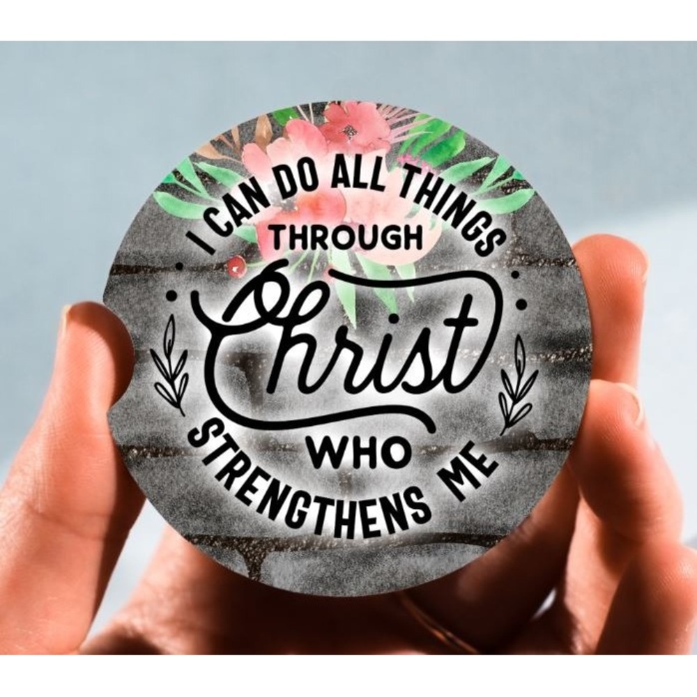 Set of 2 Car Coasters, I Can Do All‎ Things Car Coaster, Neoprene Car Coaster